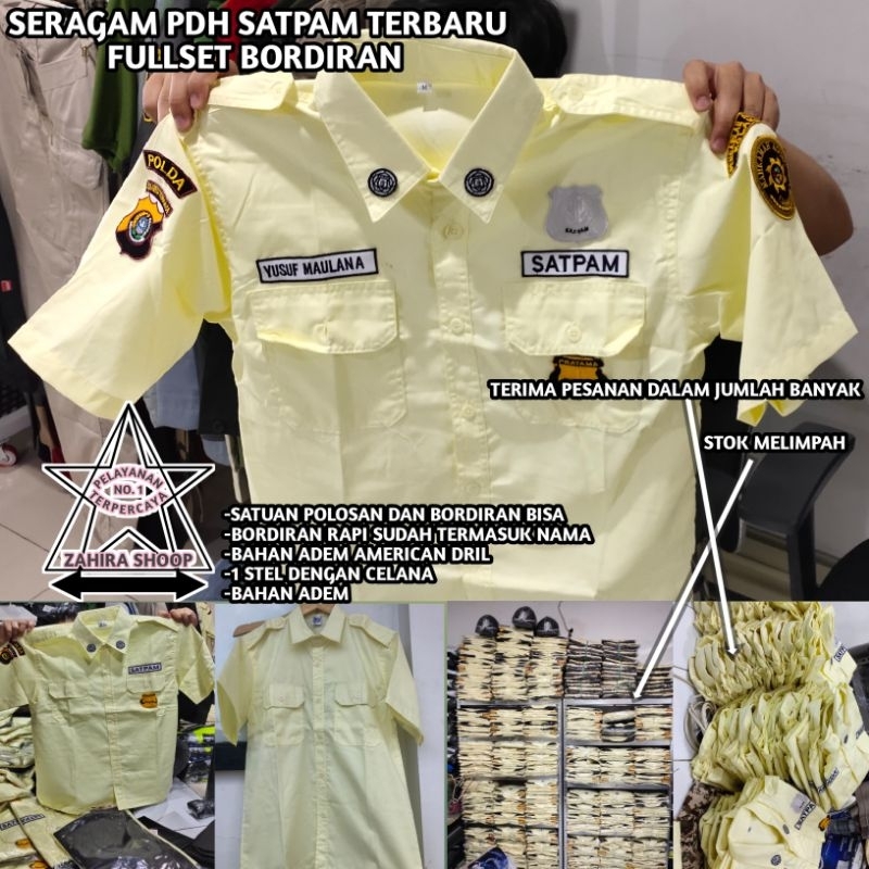 baju pdh satpam terbaru warna krem/seragam pdh satpam terbaru/setelan baju satpam krem/baju pdh satp