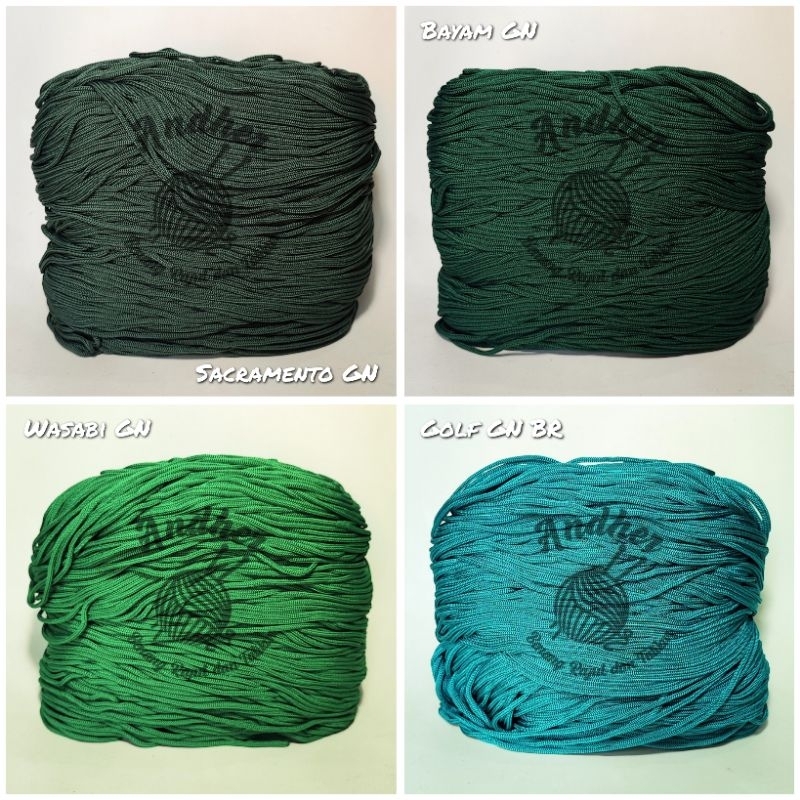 Talikur warna tali kur 3mm HIJAU bahan Polyester 250 gram, 500 gram, 1000 gram/1 kg