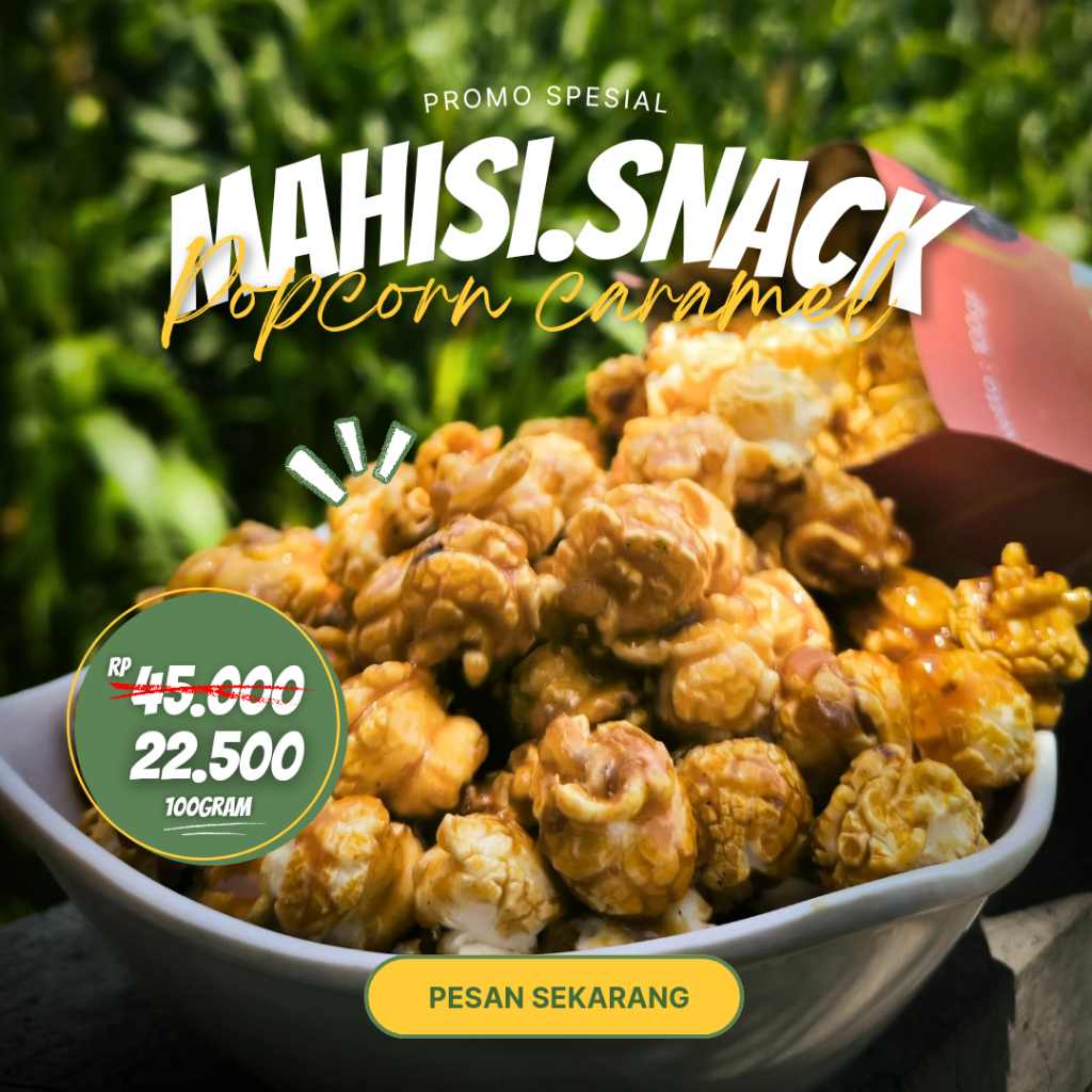 

Mahisi popcorn caramel 100Gram - POPCORN CARAMEL MAHISI / popcorn coklat / popcorn asin / popcron lotus / popcron / Eureka Popcorn Lobster Cheese / Rituals Popcron Caramel Large / Jagung Popcron si tileng / Biiji Popcron 250gr / popcron bioskop 1kg