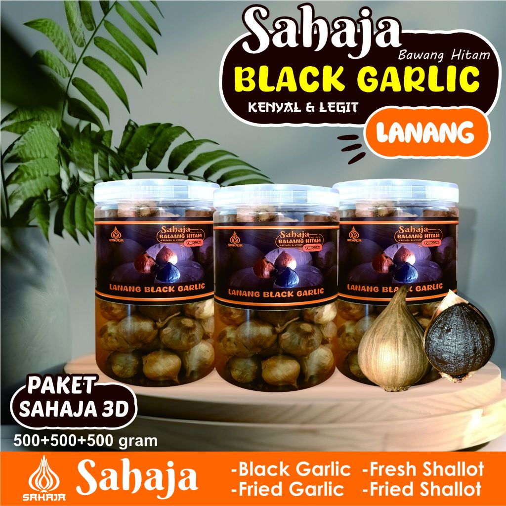 

Lanang Black Garlic paket Sahaja 3D (500+500+500 gram) bawang hitam lanang sehat dan menyehatkan