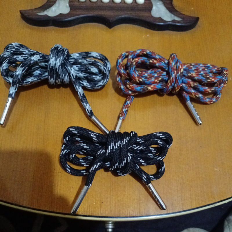 tali sepatu boots premium motif flat aglet silver / tali sepatu gunung premium motif flat aglet silv