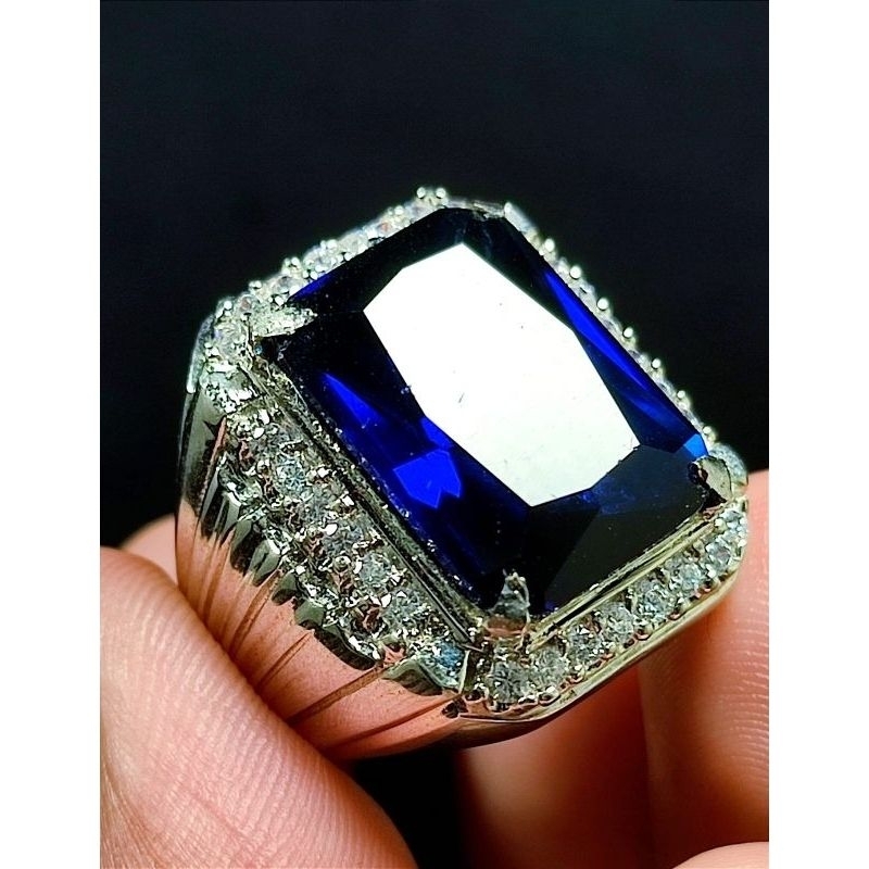 BATU AKIK PERMATA KING SAFIR KOTAK RING PERAK BANGKOK 926