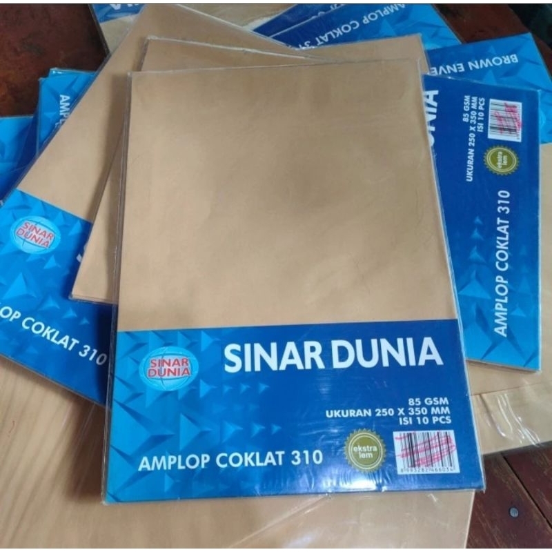 

Amplop Coklat F4 310 Ekstra Lem Folio (250x350mm) isi 10 Lembar