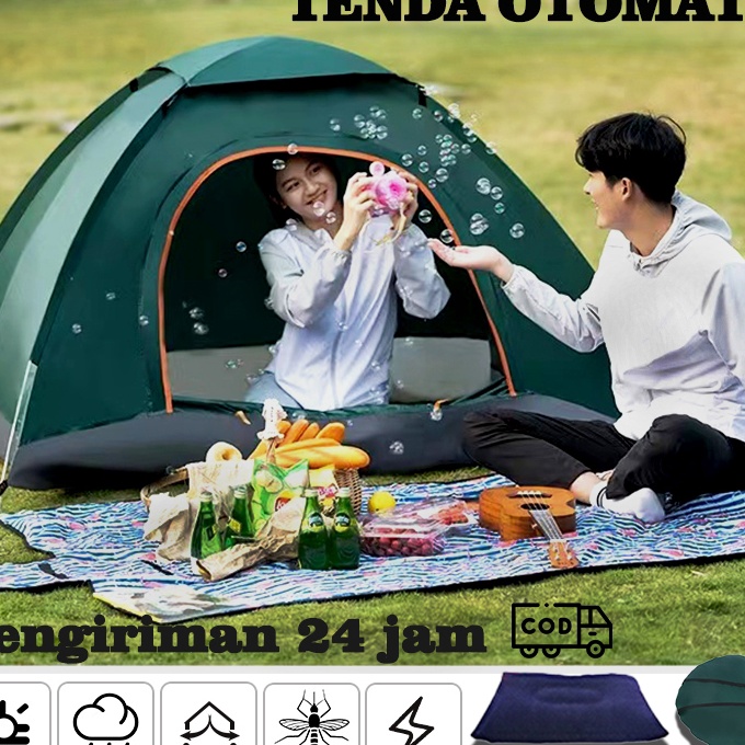 KI3 Tenda Camping 22M Kemah Luar Ruangan Anti UV Tahan Air Anti Serangga Tenda 3  4 Orang Tenda Hija