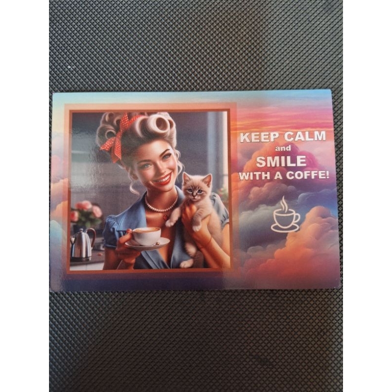 

kartu pos keep calm and smile with coffee postcard