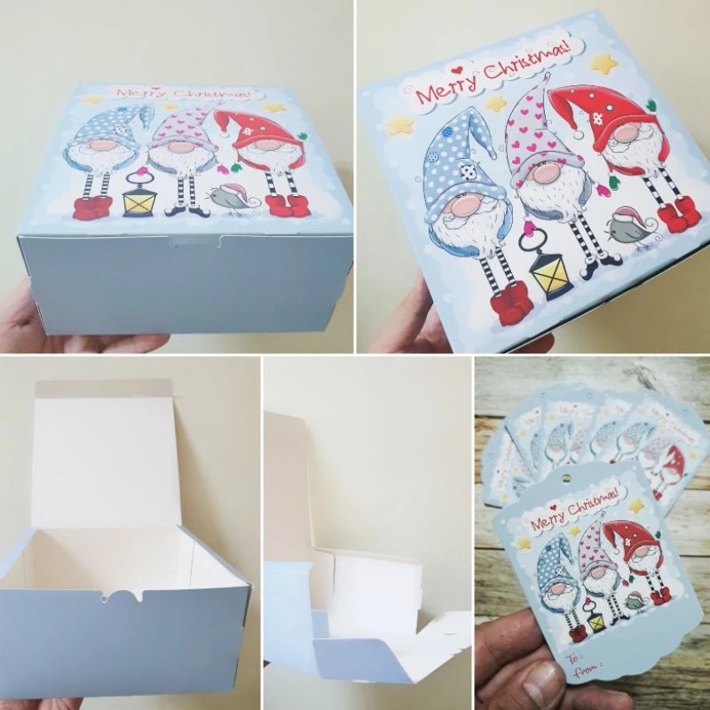 

( 5 pcs ) dus natal kemasan lapis legit box mini chiffon merry christmas free hangtag ukuran 20x20x10 cm