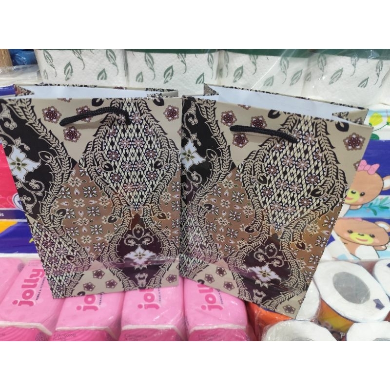 

paper bag mini batik glossy new model isi 12 pcs bahan tebal