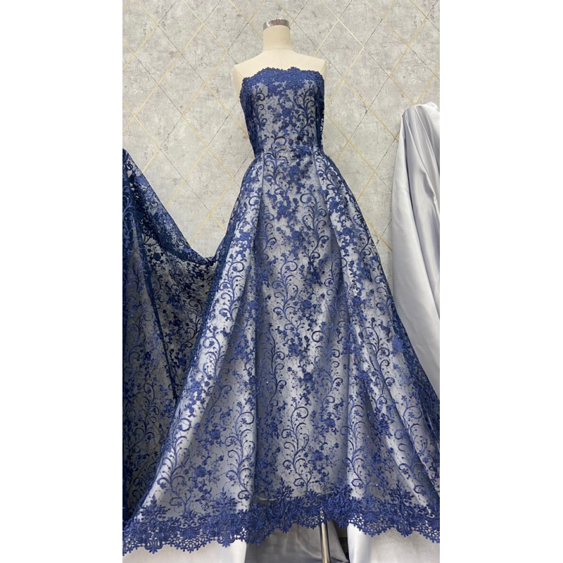 Kain Tile Prada, Brokat Tebal Prada, Kain Tulle Bordir Payet