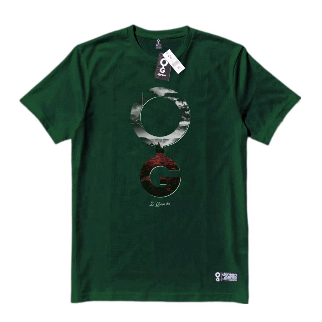 D Green Kaos Pria Distro Kasual Keren Combed 30s Hijau Logo Series
