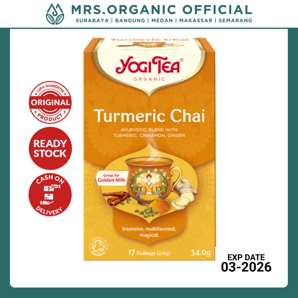 

Teh Herbal Kesehatan Imun Organik YOGI TEA Organic Honey Chai Turmeric Vitality Tea 34gr - Bebas Kafein