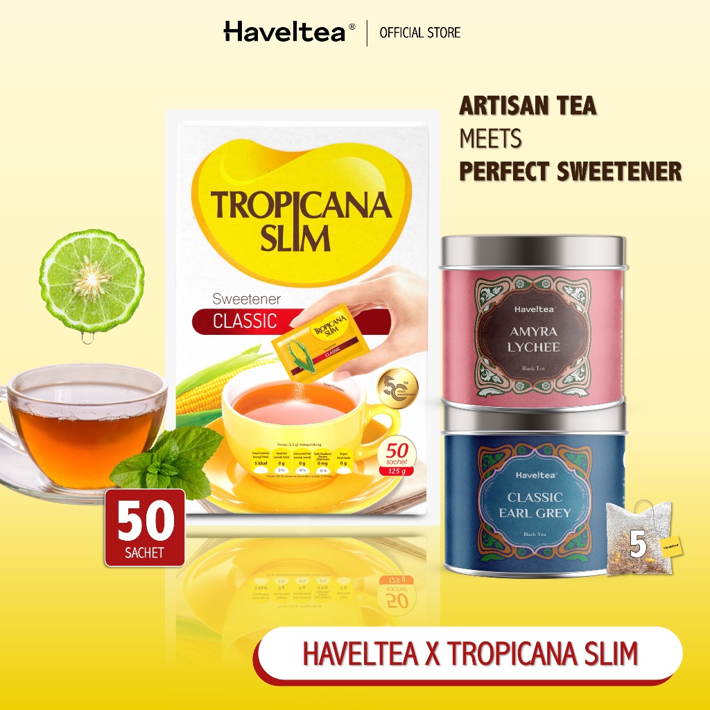 

3 PCS: Tropicana Slim Classic 50s + Amyra Lychee 5s + Haveltea Classic Earl Grey 5s BUNDLE