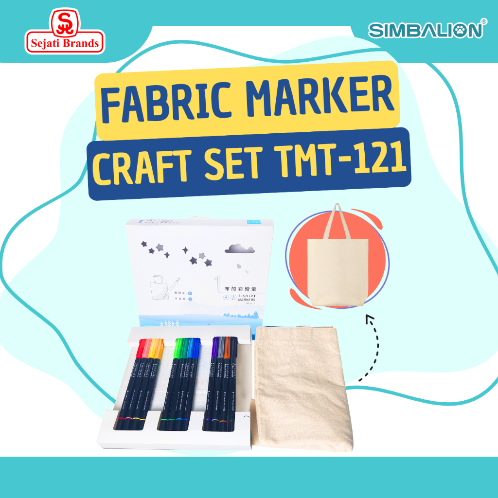 SIMBALION Spidol Kain Permanent Fabric Marker Craft Set12 Warna TM-121