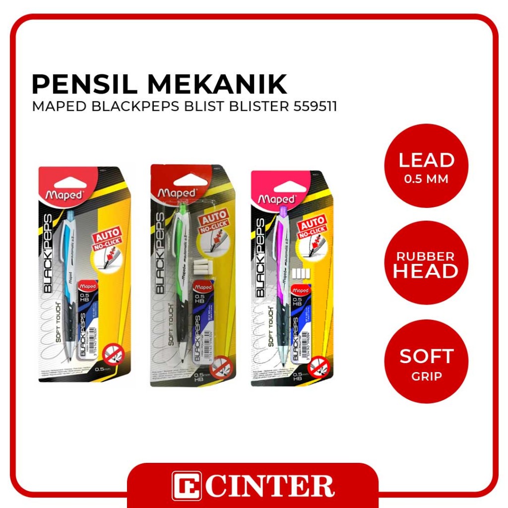 

MAPED - PENSIL CETEK / PENSIL KLIK / PENSIL MEKANIK / PENCIL MECHANIC BLACK PEPS AUTO 0.5 + REFILL BLISTER 559511