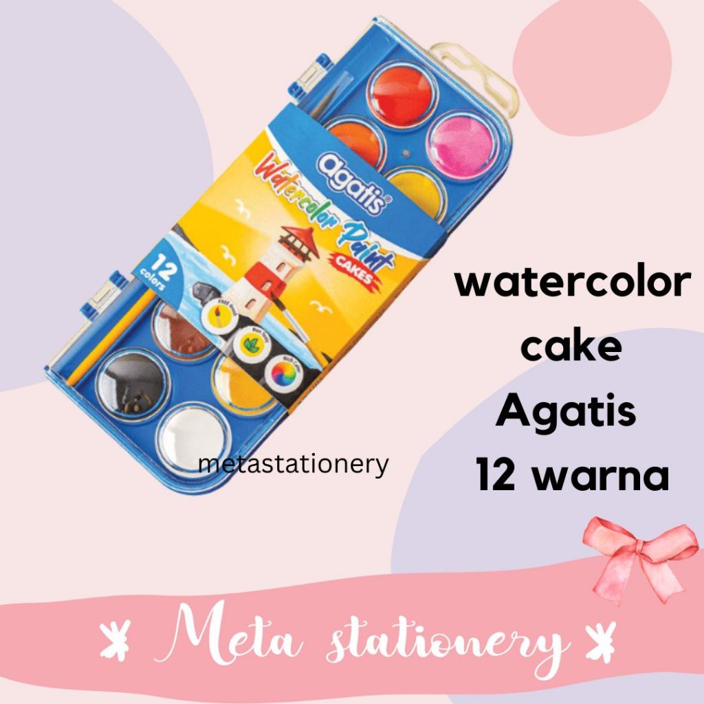 

Cat Air Watercolor cake Agatis 12 warna