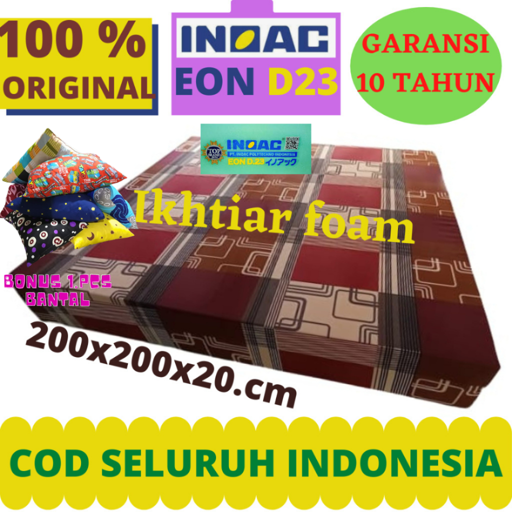 Inoac Kasur Busa EON LG D23 Ukuran 200X200X20CM Garansi 10Tahun king size Tebal 20cm Ori Anti Kempes