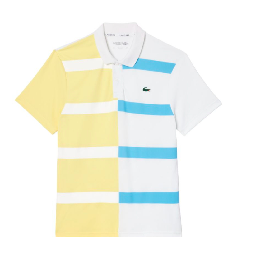 JERSEY TENNIS JERSEY GOLF DESIGN Lacoste Ultra-Dry Colourblock Stripe Tennis Polo Shirt - Yellow