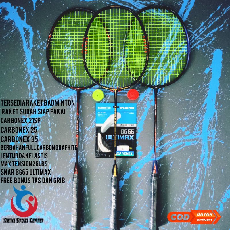 Raket Badminton Import Carbonex 30 Lbs Fulset Free Bonus Tas Dan Grip