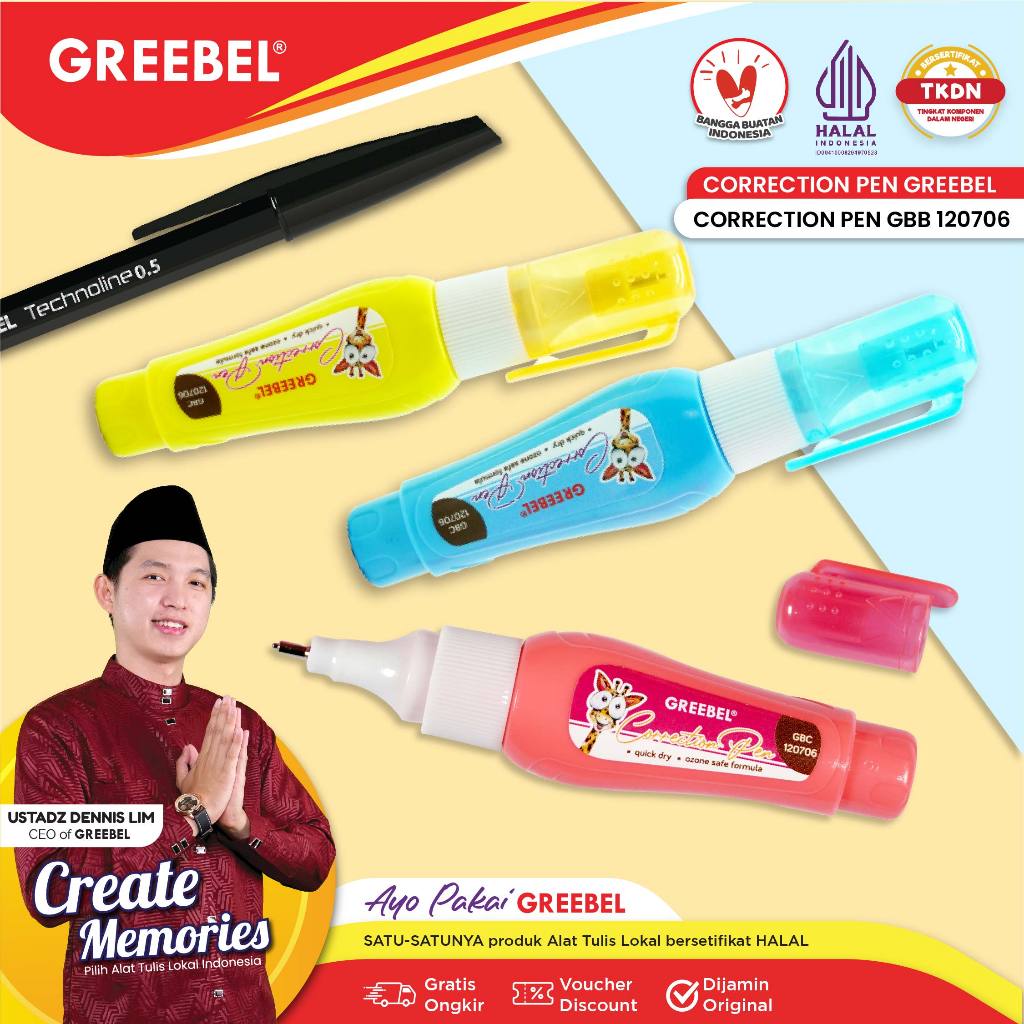 

365 GREEBEL Correction | Tipe x Pulpen Cepat Kering | GREEBEL Correction Pen GBC 120706/PCS