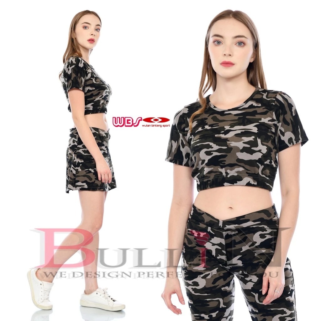 Baju Atasan Senam Crop Top Loreng | Atasan Crop Top Loreng
