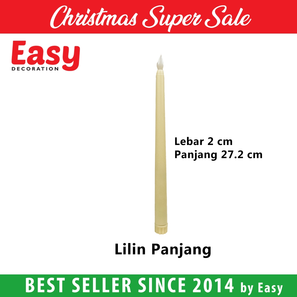 Lilin Natal Panjang Kecil Elektrik LED Baterai Warm White