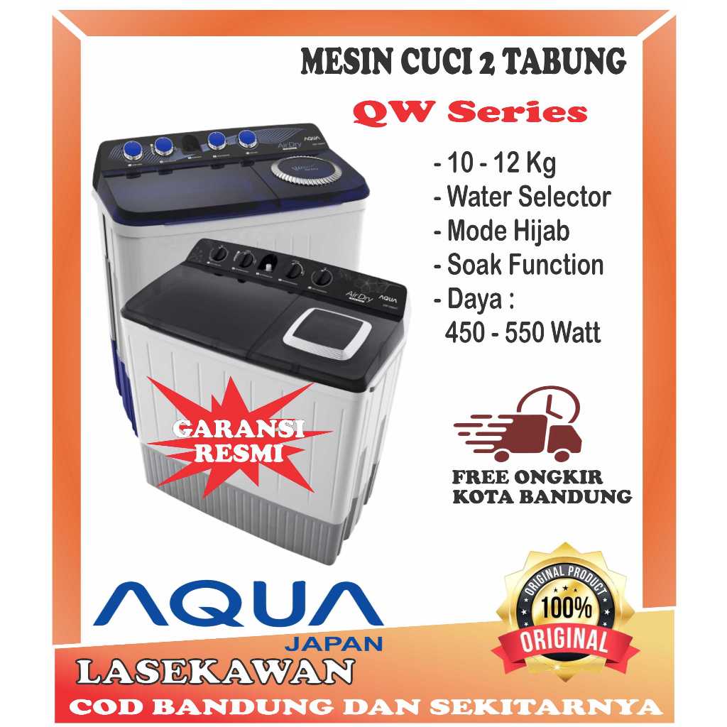 Mesin Cuci 2 Tabung AQUA QW 1250XT QW 1260 XT 12 Kg Garansi Resmi