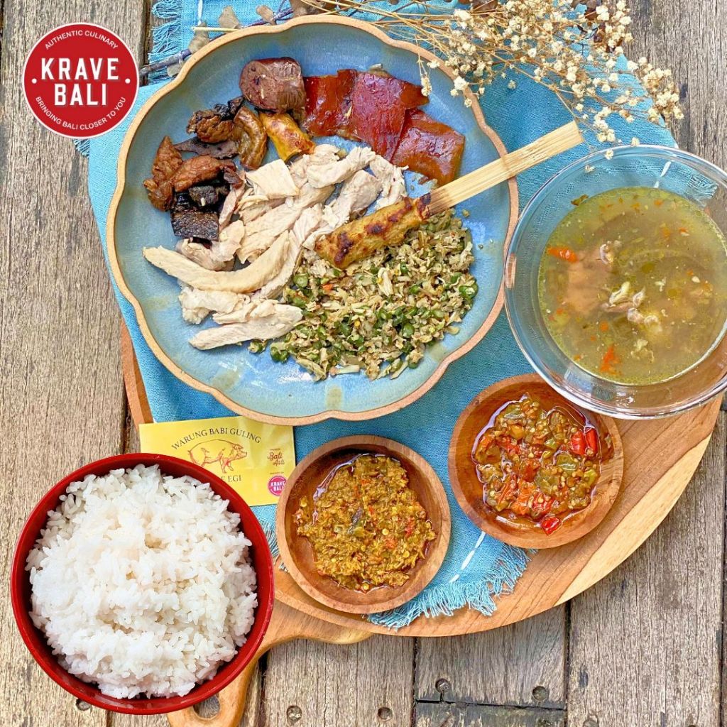 KRAVE BALI Bigul Pande Egi Babi Guling Komplit - Makanan Khas Bali Asli - Ready To Eat