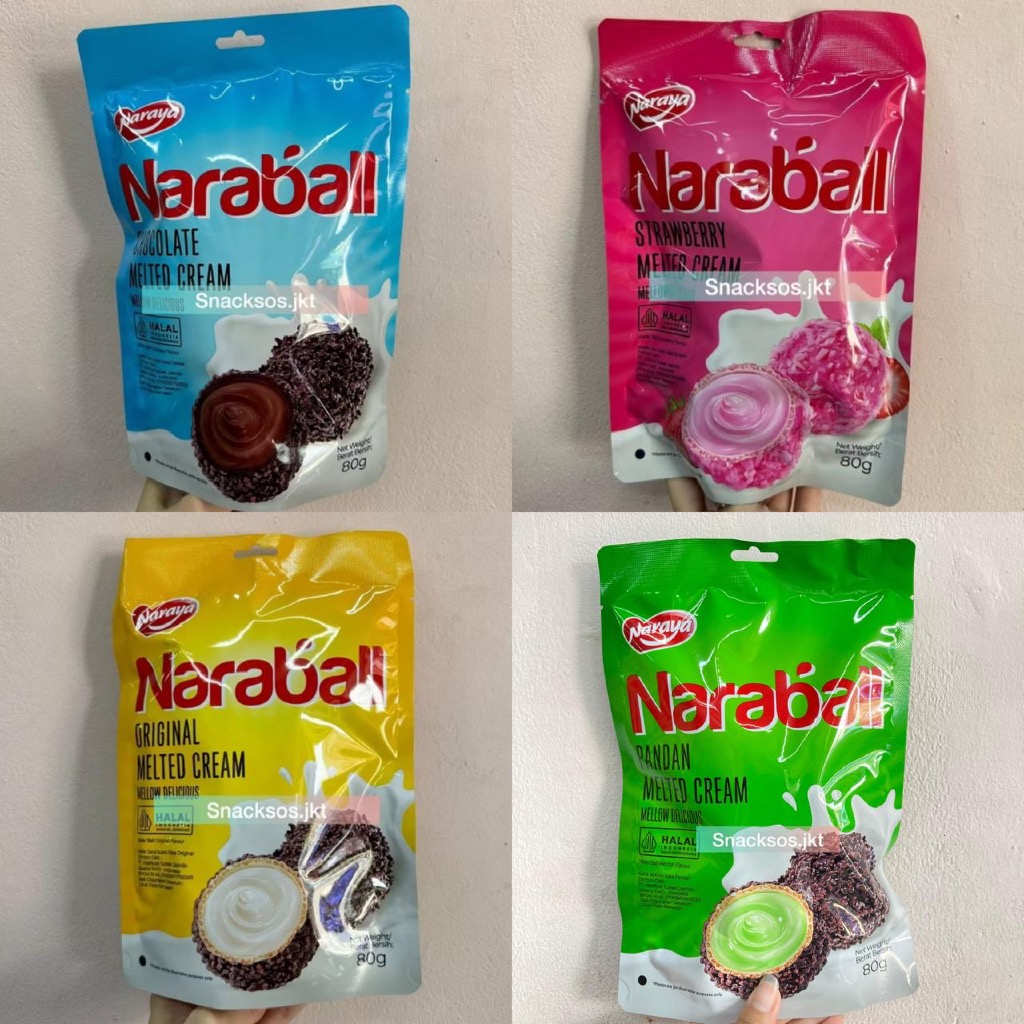 

[SMALL 80G] NARAYA NARABALL ORIGINAL MELTED CREAM /STRAWBERRY/CHOCOLATE / PANDAN WAFER BALL