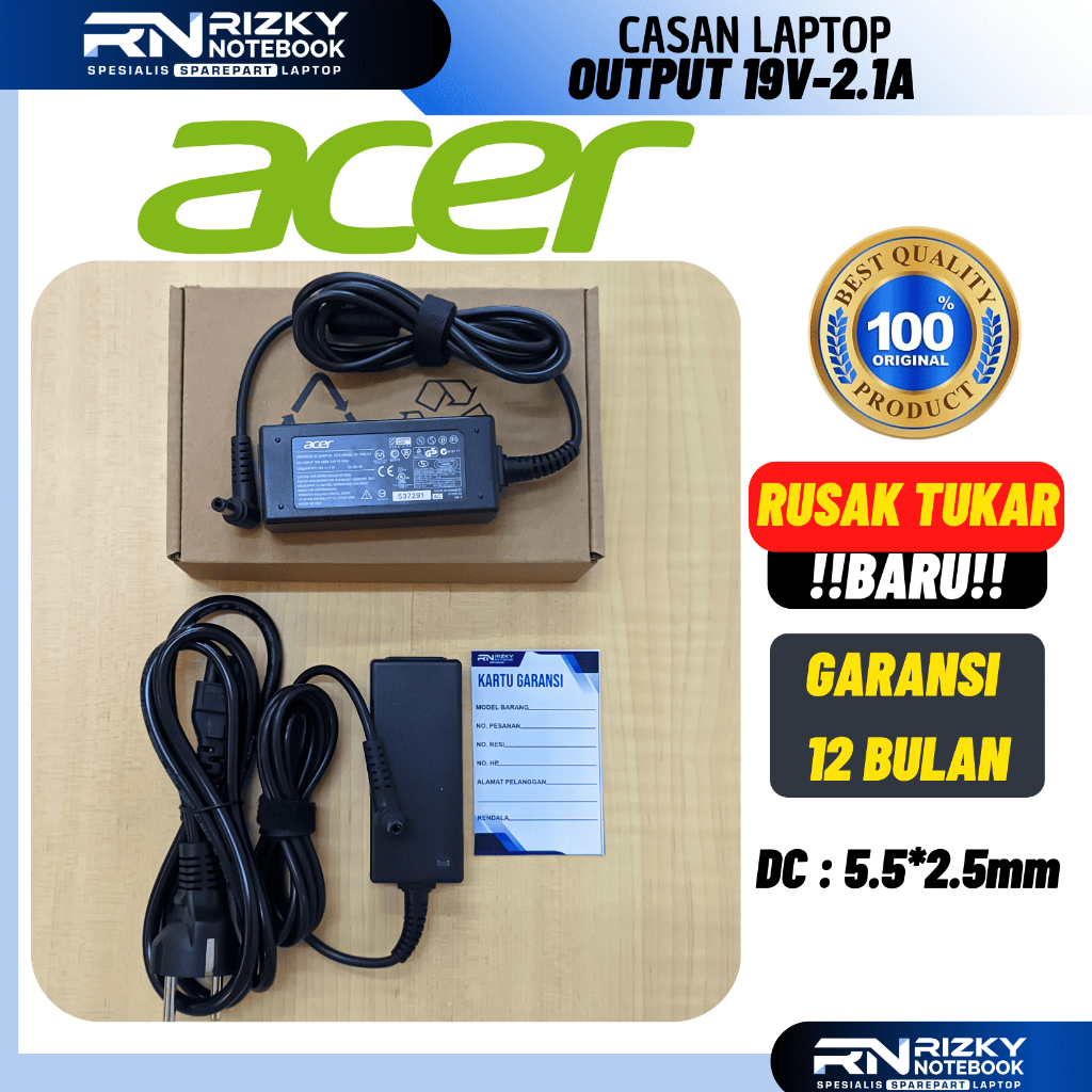 (ORIGINAL)Acer Aspire One 14 Z1401 Z1402 19V 2.1A  Adaptor Charger Original Laptop  Casan cesan