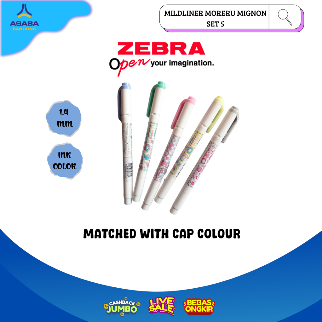 

Asaba Bandung - Zebra Mildliner Moreru Mignon Set 5 Pcs