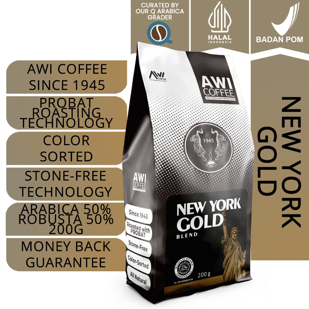 

Awi Coffee New York Blend For Cafe 200Gr Biji | Arabika Robusta Blend | Bean/Ground | Es Kopi Susu Gula Aren | Espresso | Latte | Americano