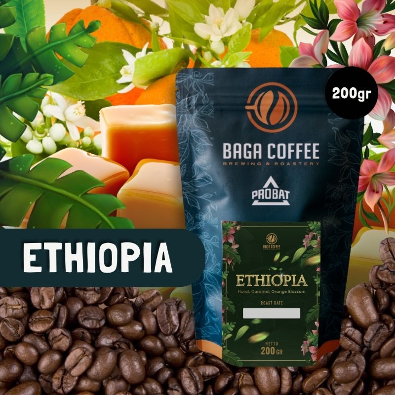 

Kopi Baga Coffee Ethiopia Whole Bean kopi biji / bubuk - 200gr