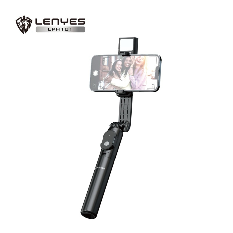 Tongsis LENYES LPH101 Tripod Selfie Kamera HP With Remote Bluetooth Lampu LED Stick Monopod Portable