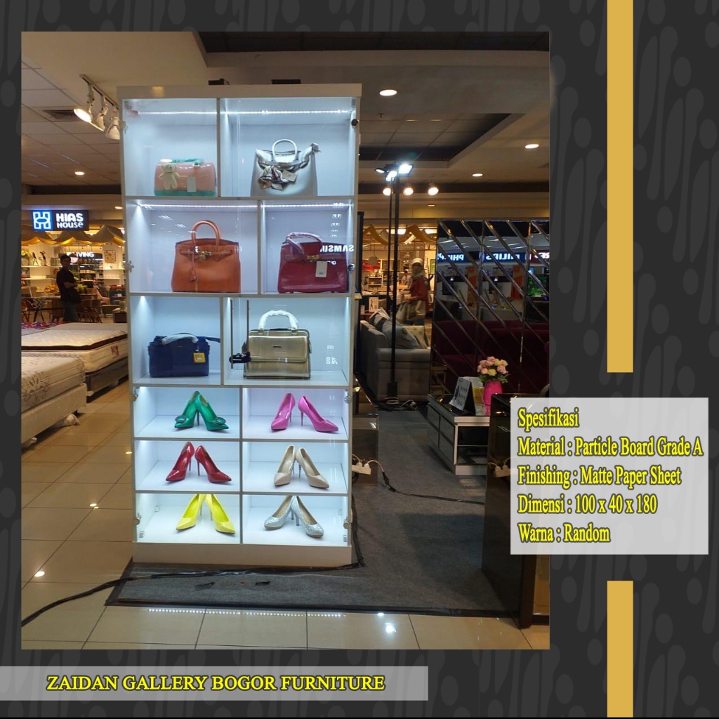 Lemari Tas Dan Sepatu Pintu Kaca Modern Minimalis