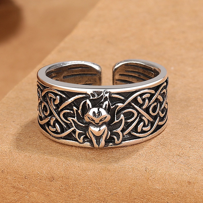 Cincin Pria Desain Kurama / Rubah Ekor 9 / Fox Tail 9 Gaya Retro Model Terbuka