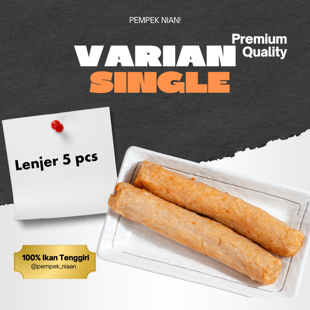 

Pempek Lenjer 5 I Pempek Jumbo Premium I 100% Ikan Tenggiri - Telor Utuh I Pempek Nian!