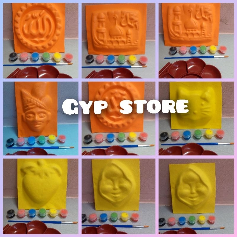 

Paket Lengkap cetakan spons + Kuas + Palet + pewarna + gypsum siap pakai / Cetakan Spons seni Rupa / Kerajinan sekolh / Karya seni