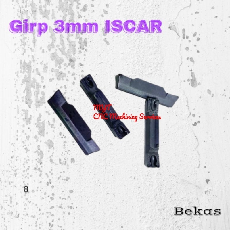 Insert potong Grip 3 mm Iscar insert bubut insert gruving grip 3mm carbide iscar bekas mulus