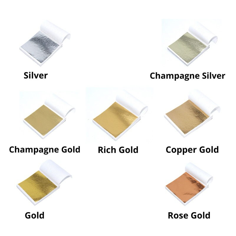 100 Lembar Gold Leaf / Kertas Foil Emas Hot Stamping Foil Non Edible Prada Cina Champagne Gold 9 CM 