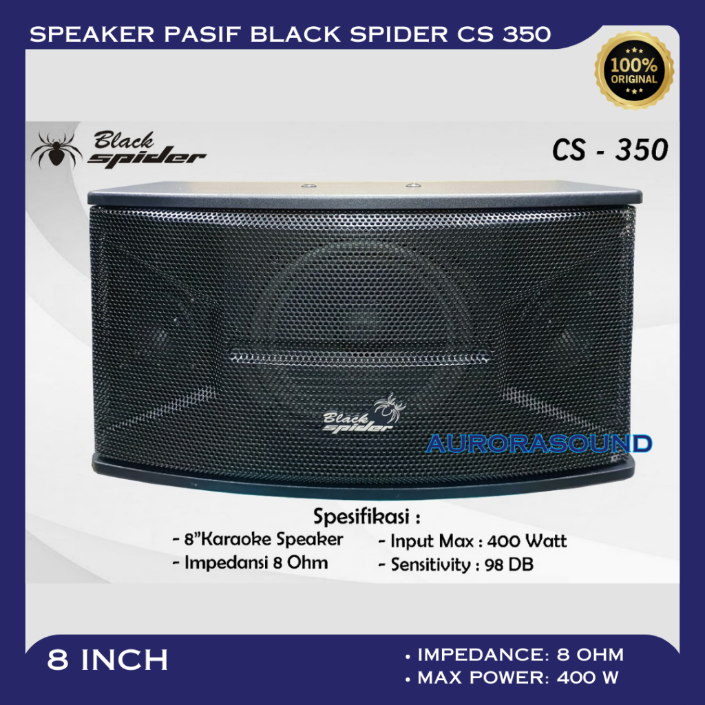 SPEAKER PASIF BLACK SPIDER CS 350 SEPASANG SPEAKER PASIF 8 INCH BLACKSPIDER CS350 ORIGINAL