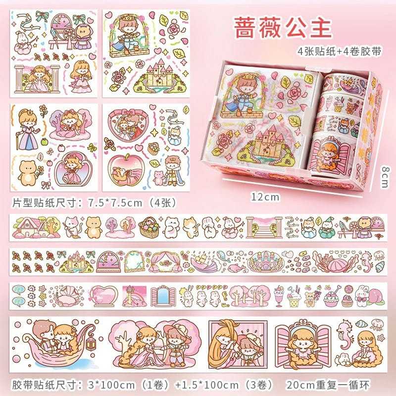 

2 in 1 Stiker Washi Tape Motif Cewek Set Dekorasi / Sticker Box