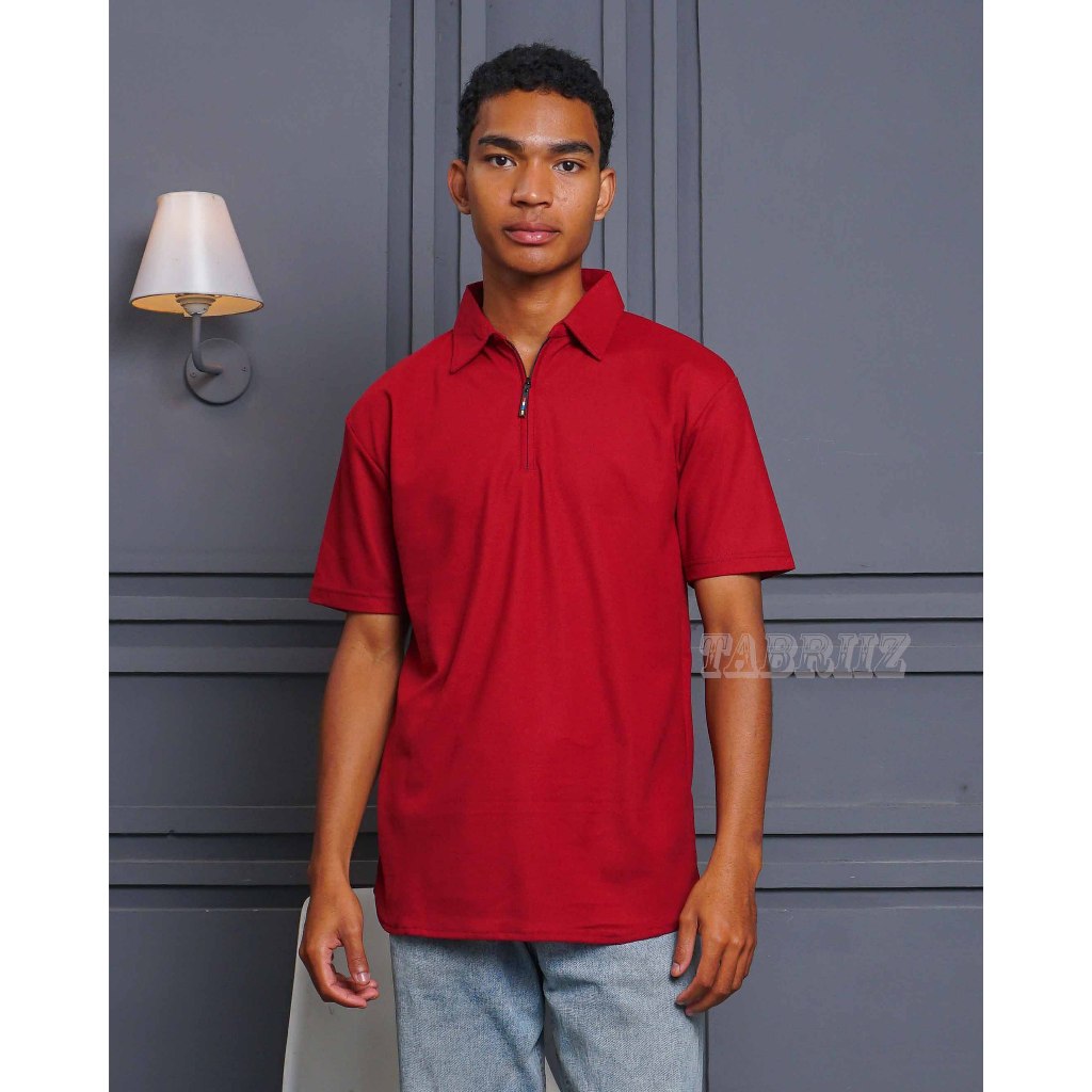 Kaos Kerah Pria Polo Shirt Zipper Polos Lengan Pendek / Kaos Polo Zipper / Kaos Polo Pria / Polo Shi