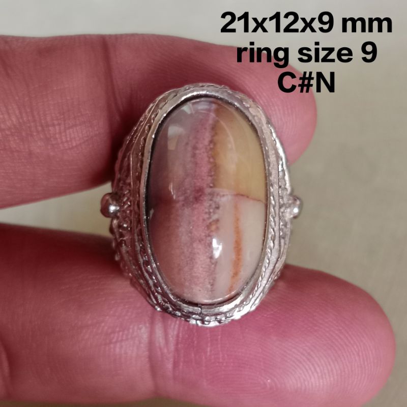 batu akik natural motif tapak jalak multicolor kristal