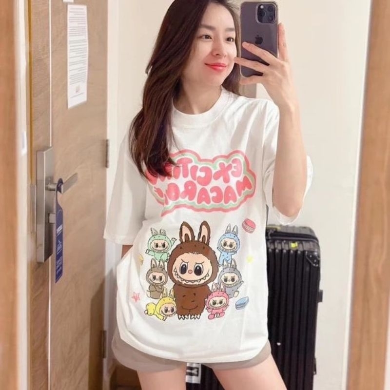 TERMURAH READY STOCK BAJU BANGKOK KAOS IMPORT POP MART EXCITING LABUBU MACAROON MERK FLOWER / BAJU B