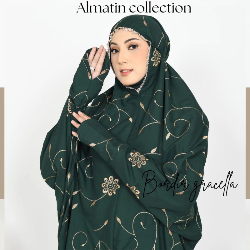 mhg mukena terusan jumbo - mukena langsungan bahan adem - mukena terusan bordir banyak warna andini