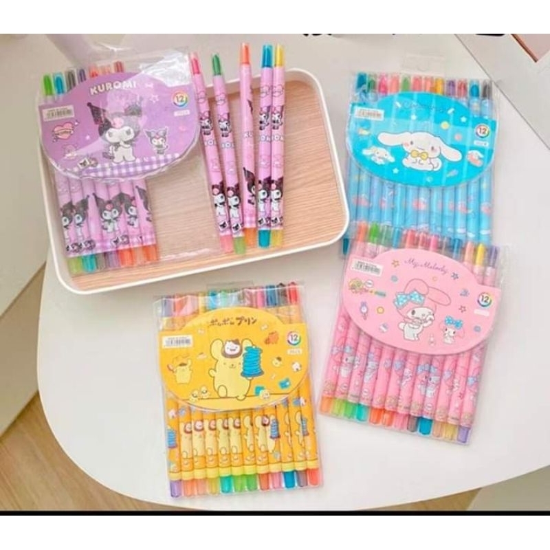 

CRAYON PUTAR SANRIO 12 WARNA ANTI PATAH ANTI KOTOR ALAT MEWARNAI ANAK PENSIL WARNA VIRAL
