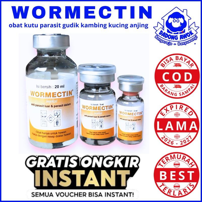 WORMECTIN 2ML / WORMECTIN 5ML / WORMECTIN 20 ML - Obat Gudik, Kutu, Caplax, Parasit, Tungau, MEDION
