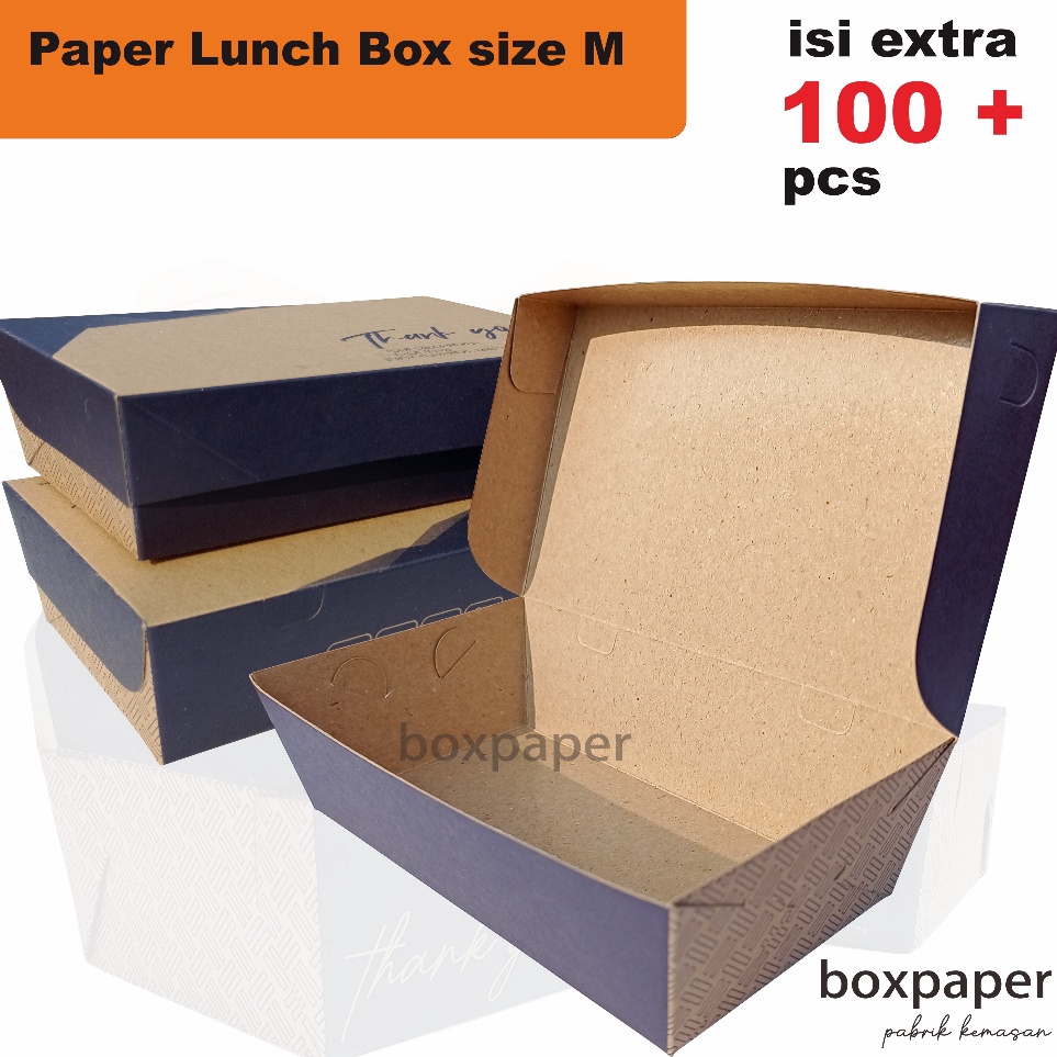 Kualitas Terpercaya  Paper Lunch Box  size M isi 1pcs  Kraft Laminasi Kotak Makan Dus Nasi Ayam Baka