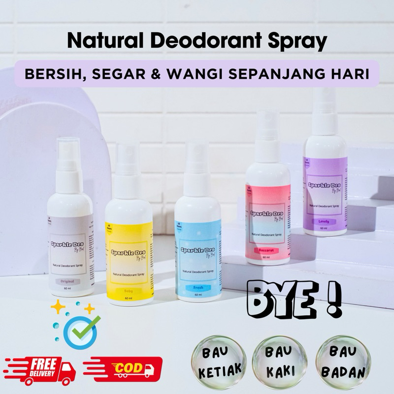 Natural Deodorant Spray Tawas Penghilang Bau Badan / Bebas Bau Ketiak dan Kaki / Deospray 60 ml /  Tawas Cair Non Alkohol