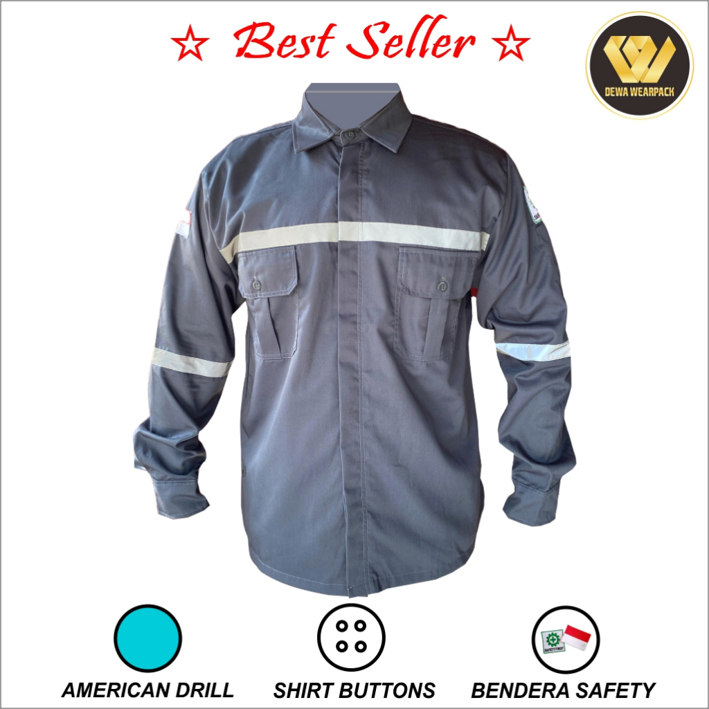 WEARPACK SAFETY K3 KATELPAK KEMEJA ATASAN BAJU KERJA PROYEK KANCING