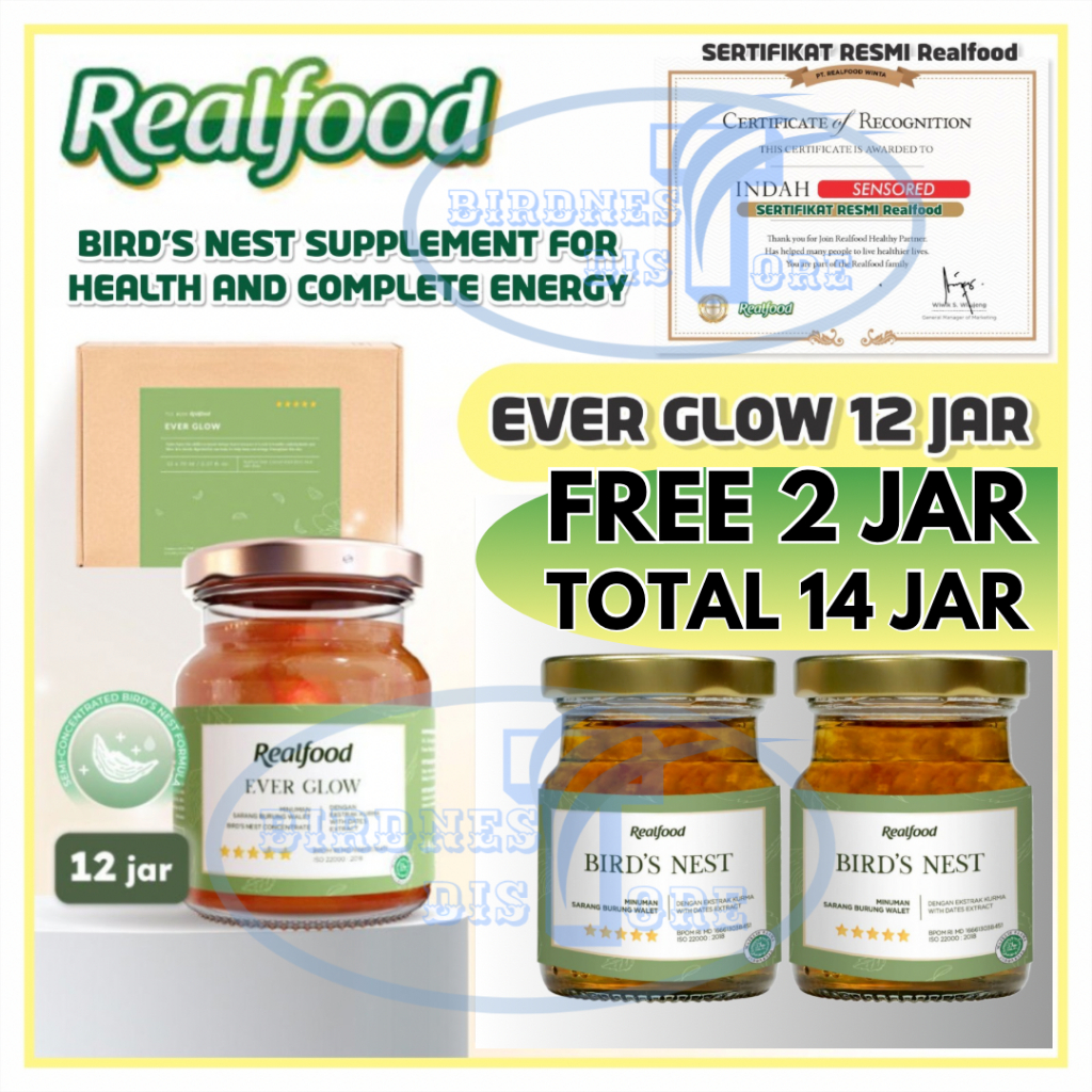 

Realfood Ever Glow 12 Jar Bird Nest | Minuman Sarang Burung Walet + Kurma FWR Birdnest Shop 8